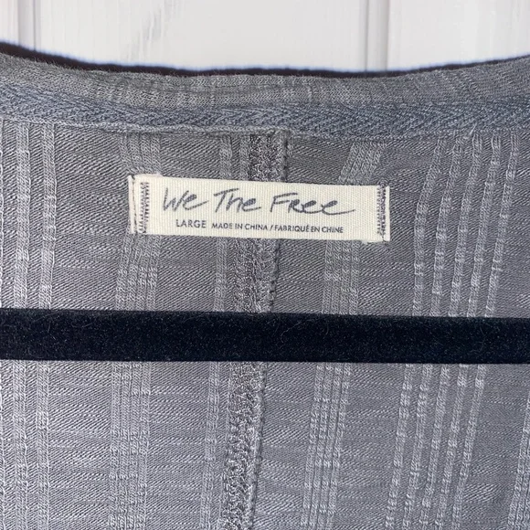 Free People “We The Free” Grey Henley Top - Picture 3 of 4